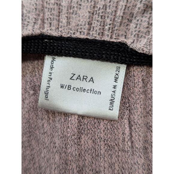 Zara W/B Collection Blouse Woman's Medium Pink Crossover Cropped Dusty Rose - Picture 8 of 15